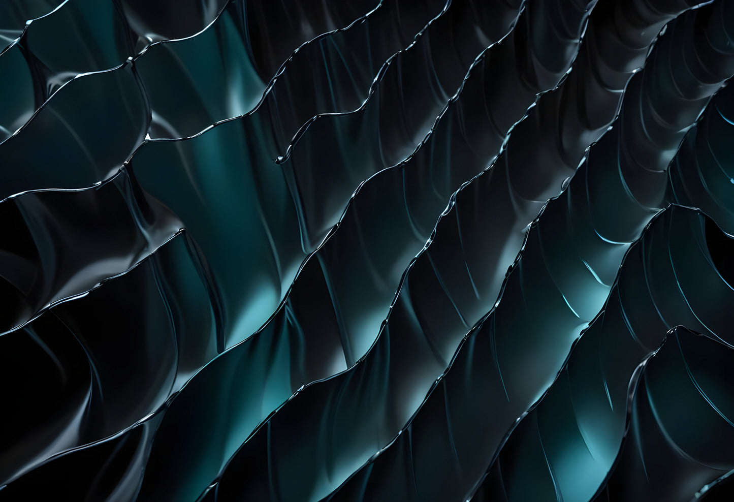 Abstract dark waves flowing in a textured pattern, showcasing depth and movement in a modern design