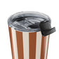 Striped Tumbler Gift For Coffee Lover Brown Travel Cup Office Drinkware Present Retro Mug Commuter Essential Neutral Kitchen Style Cup Her