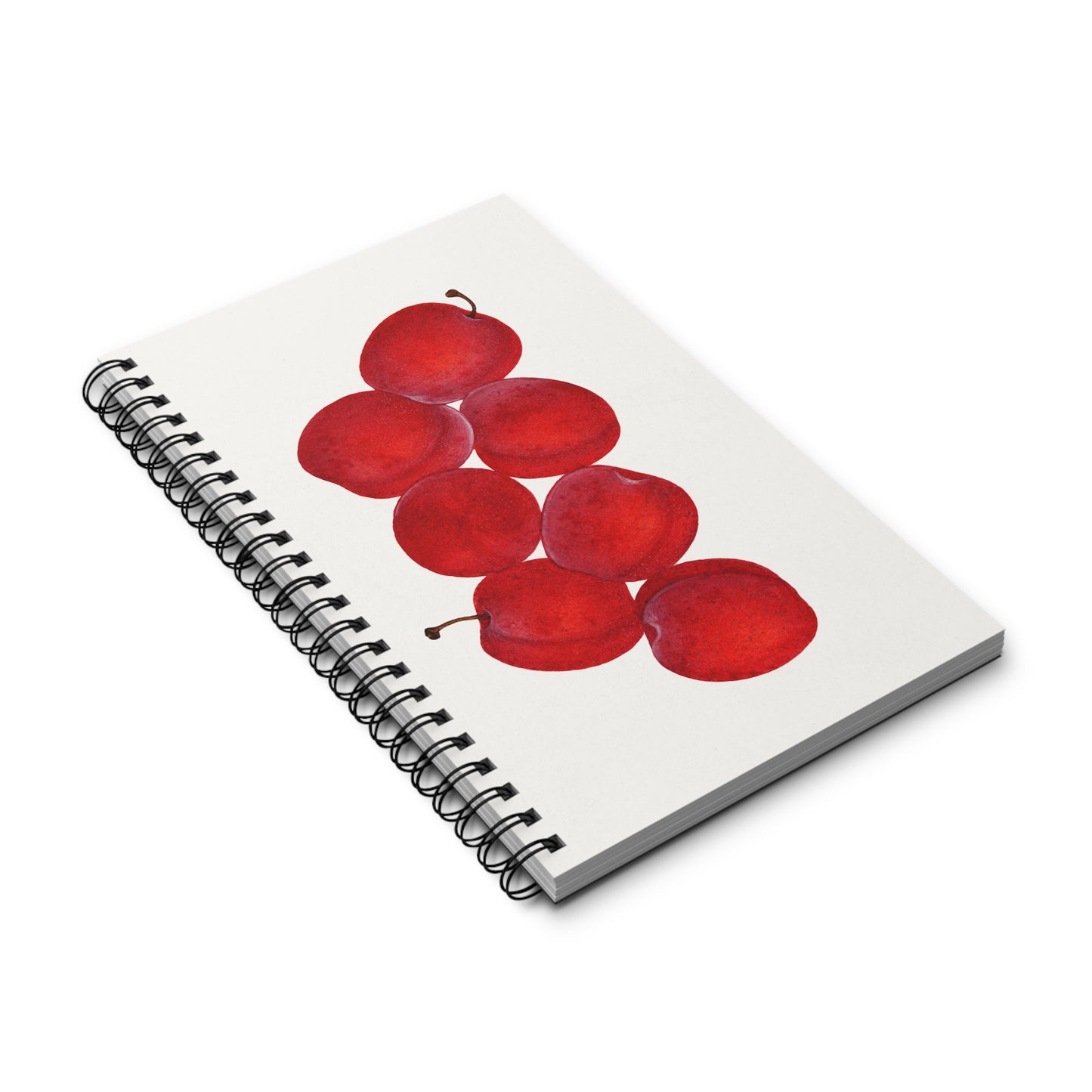 Red Plum Journal Watercolor Fruit Lined Notebook Minimalist Kitchen Stationery Spiral Writing Book Foodie Gift For Gardener Summer Notes