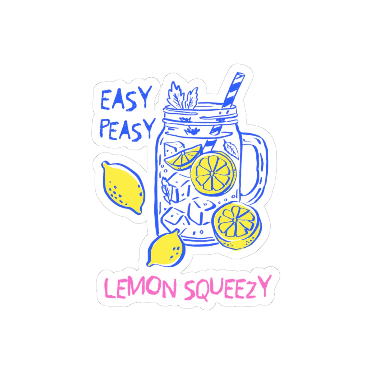 SUMMER - Stickers For Foodies Gift Lemon Decal For Waterbottles, Summer Party Favor Decal For Fruit Lover Fruit Kiss-Cut Lemonade Illustration