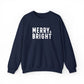 Merry Bright Christmas Sweatshirt Gift For Mom Holiday Crewneck Present For Sister Festive Typography Pullover Cozy Winter Outfit Top Style