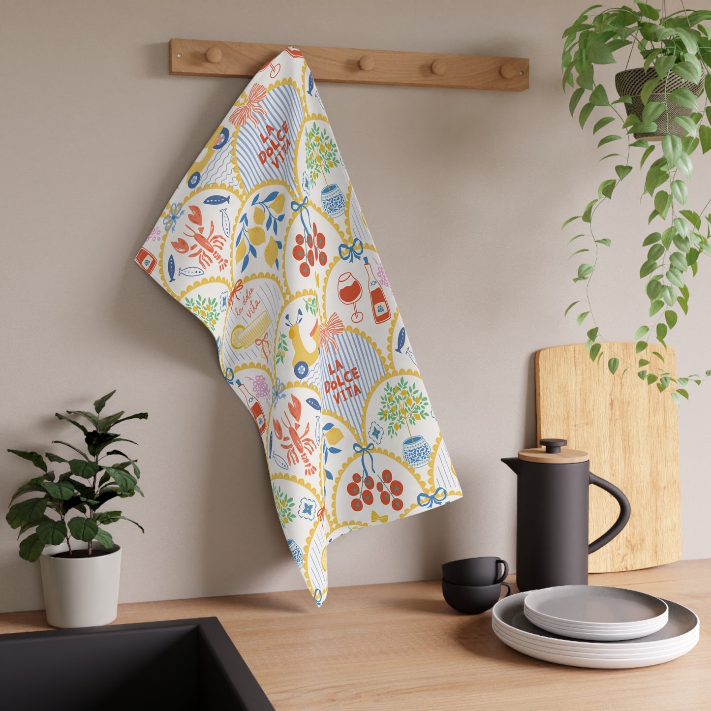 Italian Tea Towel For Mediterranean Kitchen Towel La Dolce Vita Decor Amalfi Coast Gift Housewarming Gift For Mom Coastal Kitchen Linen