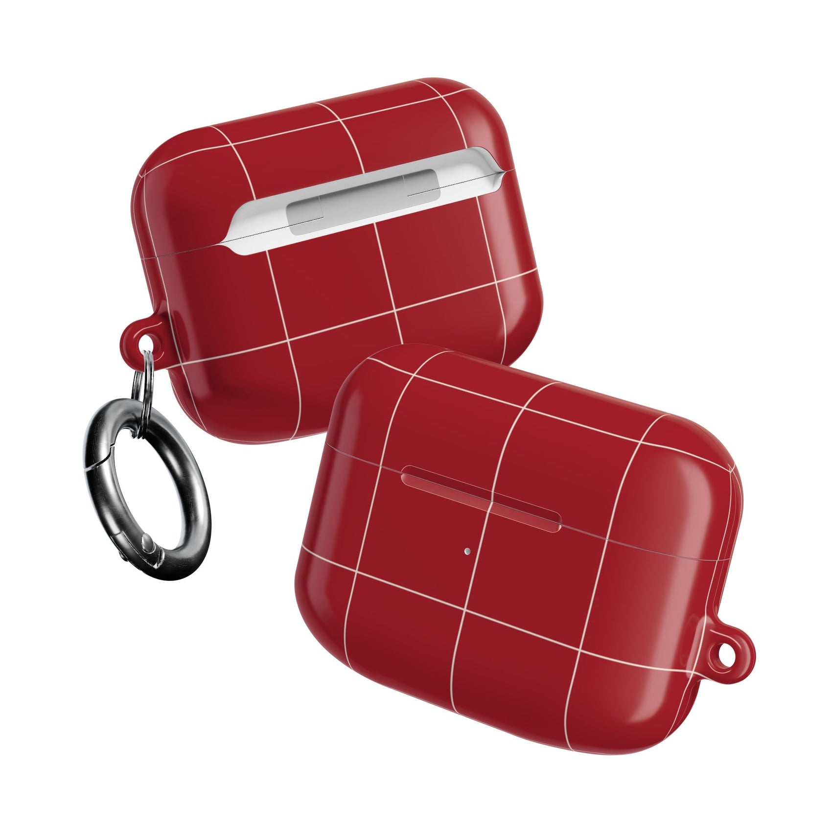 Red Grid AirPods Case Minimalist Earbuds Cover Retro AirPods Protector Plaid Modern Tech Accessory Vintage Retro Phone Accessories Checkered