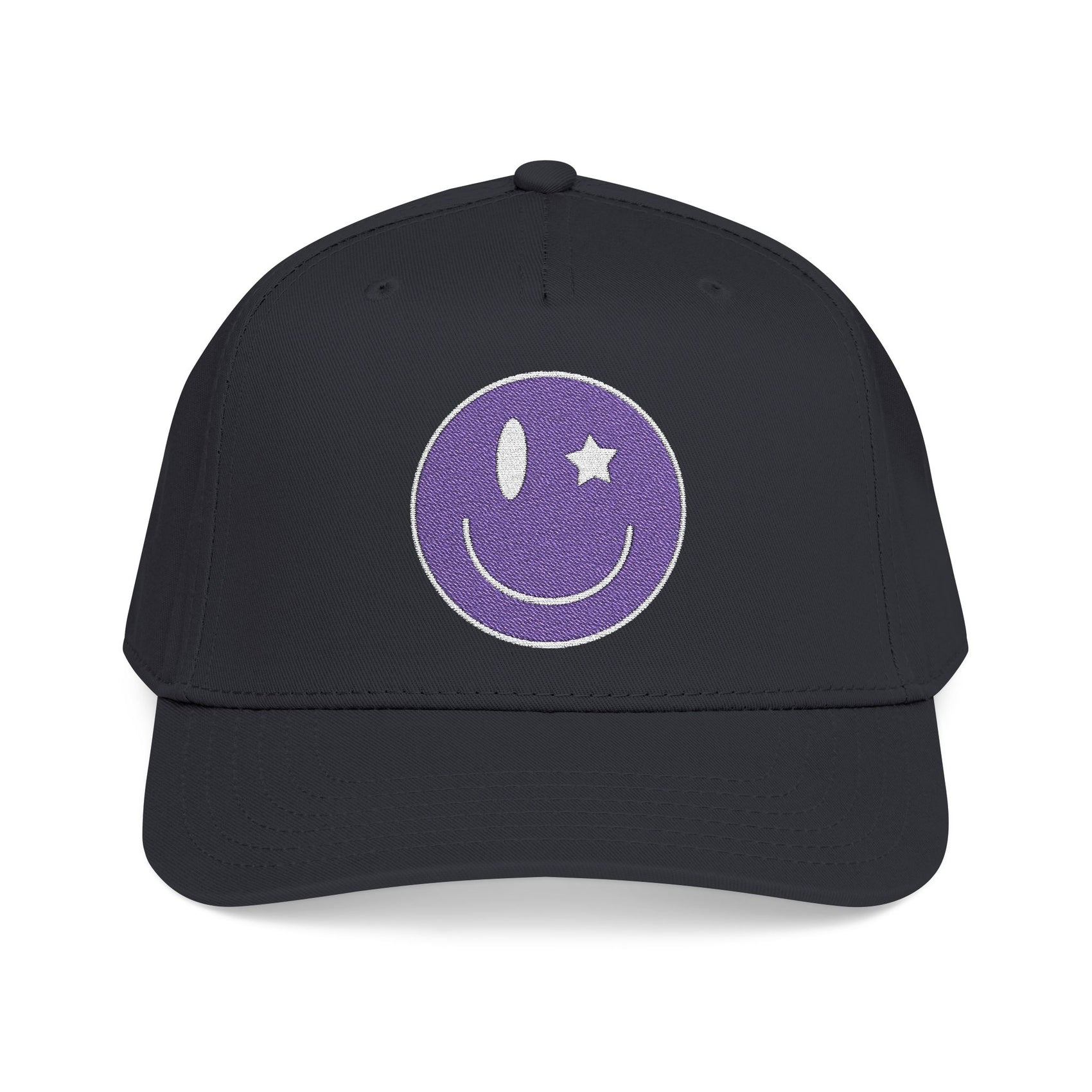 Purple Smiley Face Cap For Summer Embroidered Hat Cute Y2K Aesthetic Baseball Cap Retro Streetwear Snapback Gift for Teens Girl Gift Idea