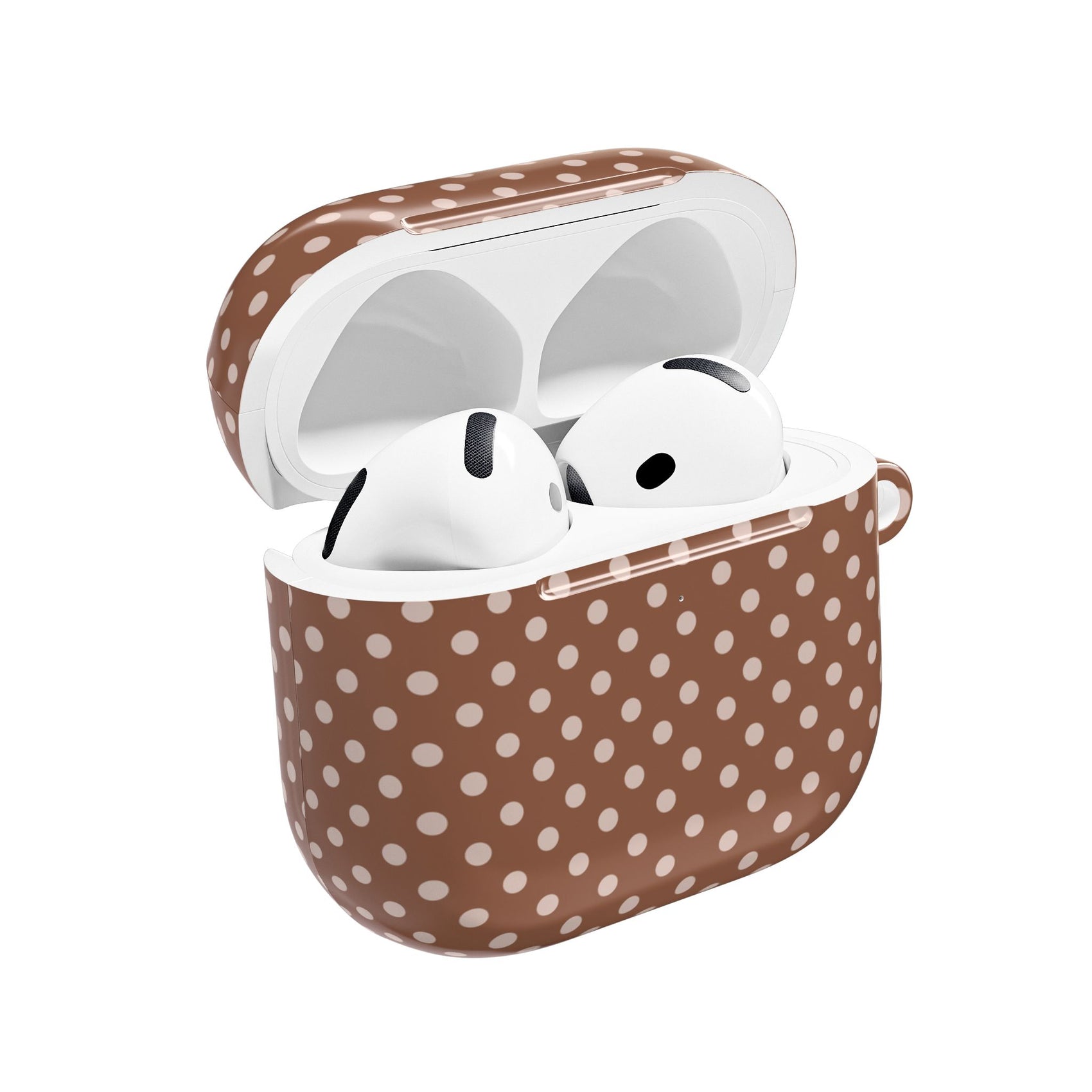 Polka Dot AirPods Case Gift For Girlfriend Neutral Tech Accessory Minimalist Earbud Cover Brown Beige Gadget Gift Cute Protective Shell