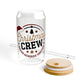 Christmas Crew Glass Cup Gift For Sister Holiday Sipper With Bamboo Lid Festive Drinkware Present For Best Friend Family Party Style Charm