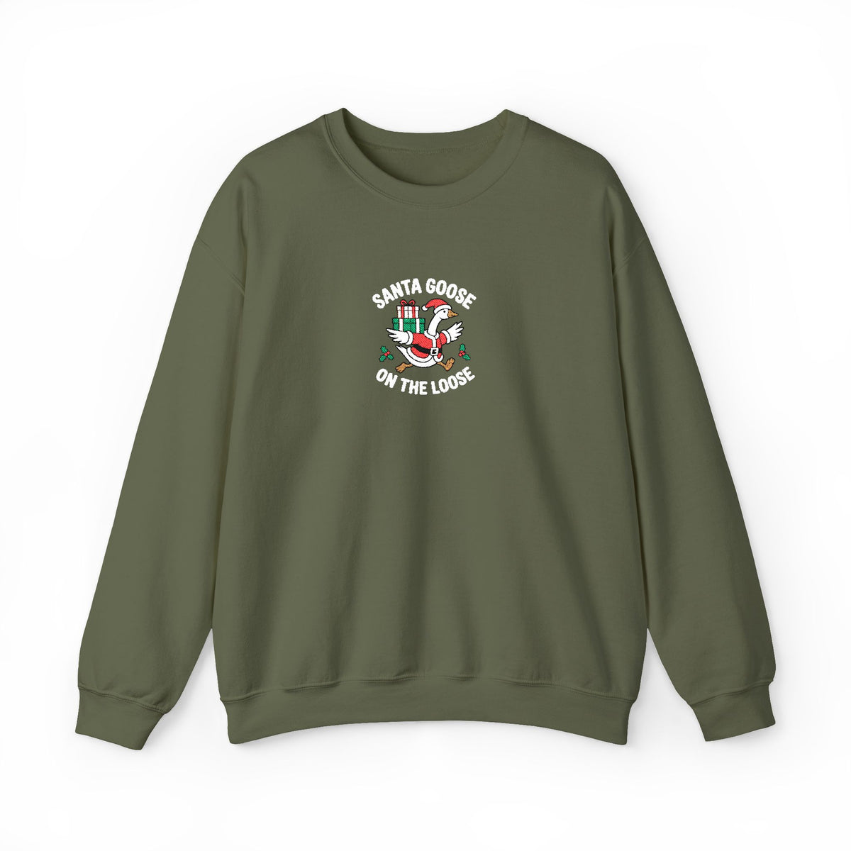 Santa Goose Christmas Sweatshirt Gift For Wife Holiday Crewneck Present For Girlfriend Funny Graphic Pullover Cozy Seasonal Outfit Top Style