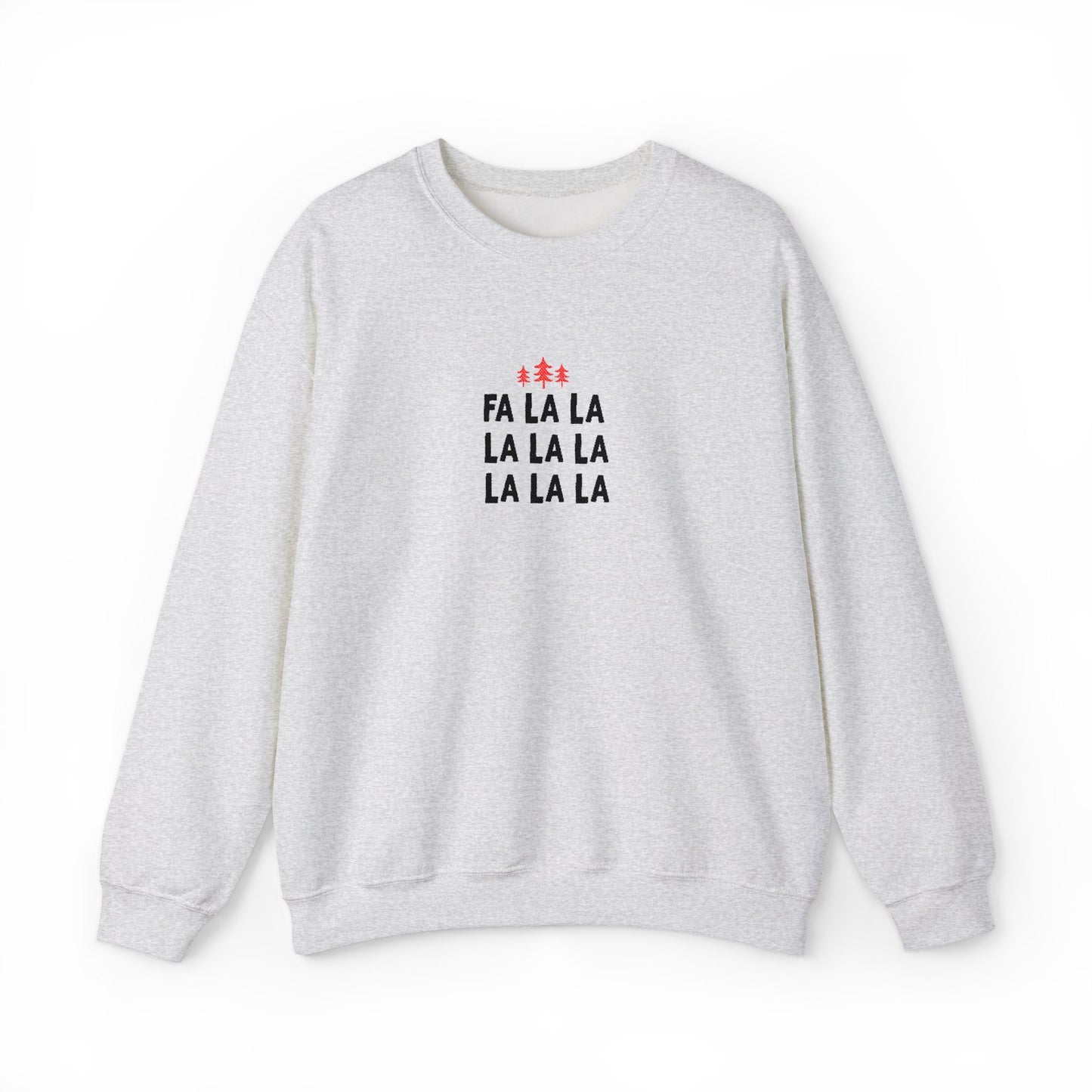 Embroidered Fa La La Sweatshirt Minimalist Holiday Pullover Cozy Neutral Crewneck Aesthetic Christmas Top Hygge Mom Apparel Subtle Festive