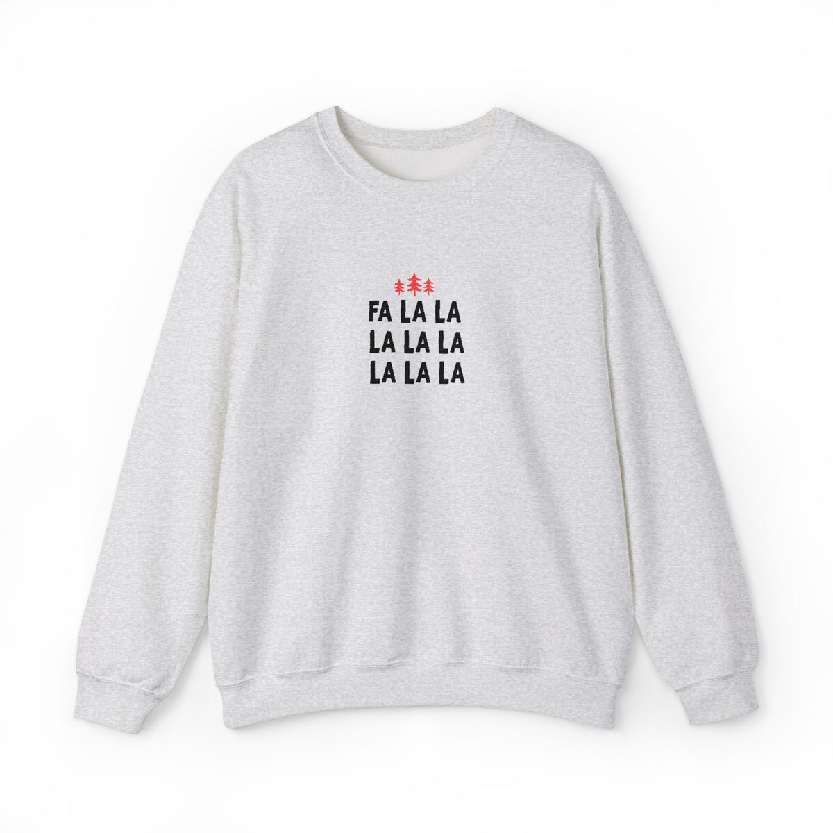 Embroidered Fa La La Sweatshirt Minimalist Holiday Pullover Cozy Neutral Crewneck Aesthetic Christmas Top Hygge Mom Apparel Subtle Festive