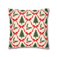 Christmas Tree Pillowcase Gift For Mom Holiday Cushion Cover Present For Sister Red Bow Faux Suede Winter Home Decor Cozy Sofa Accent Style