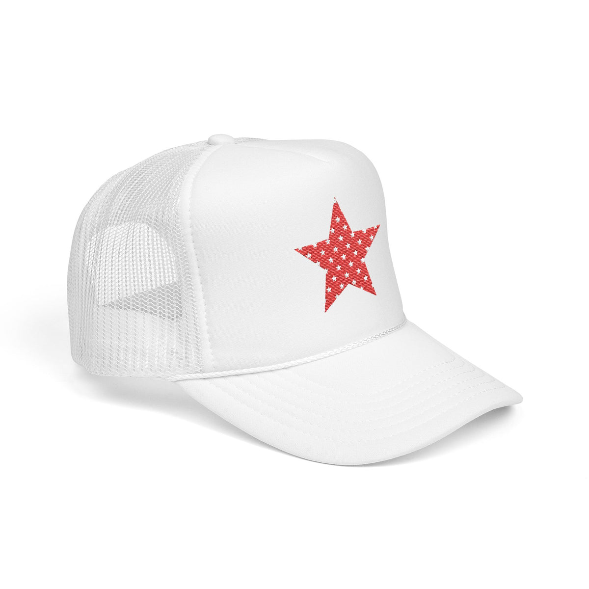 Fourth Of July Embroidered Red Star Hat Patriotic Trucker Cap Memorial Day Outfit USA Travel Souvenir USA Expat Gift Beach Day Cap Cute Vibe