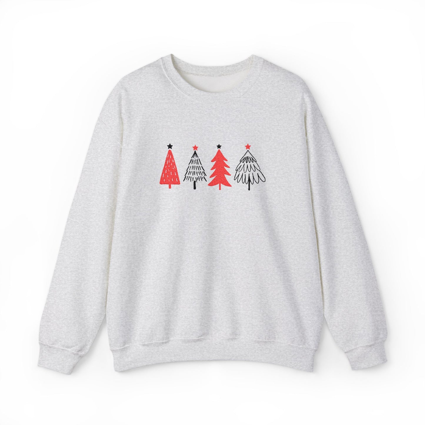 Minimalist Christmas Tree Sweatshirt Embroidered Holiday Crewneck For Matching Family Christmas Scandinavian Festive Gift Cozy Sweater