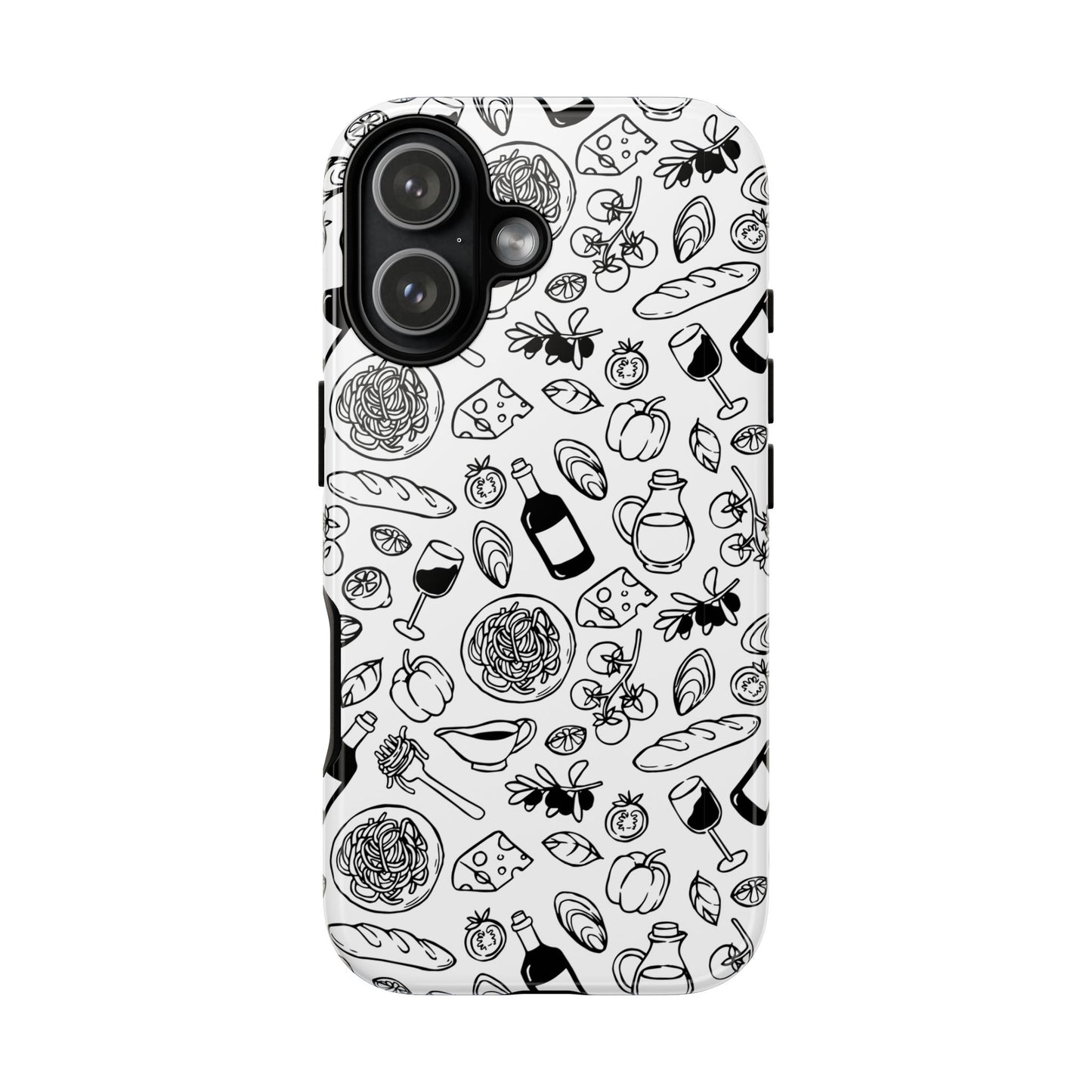 Italian Food Phone Case for Women Minimal Black White Cover Cute Pasta Lover Gift Chic European Style Accessory Case Gift For Traveler Italy
