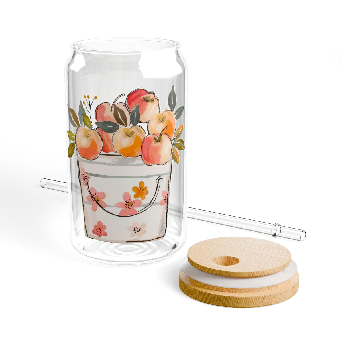 Sipper Glass Apple Lover Gift Farmhouse Drinkware Country Kitchen Cup Autumn Decor Housewarming Present For Her Orchard Picnic Cider Season