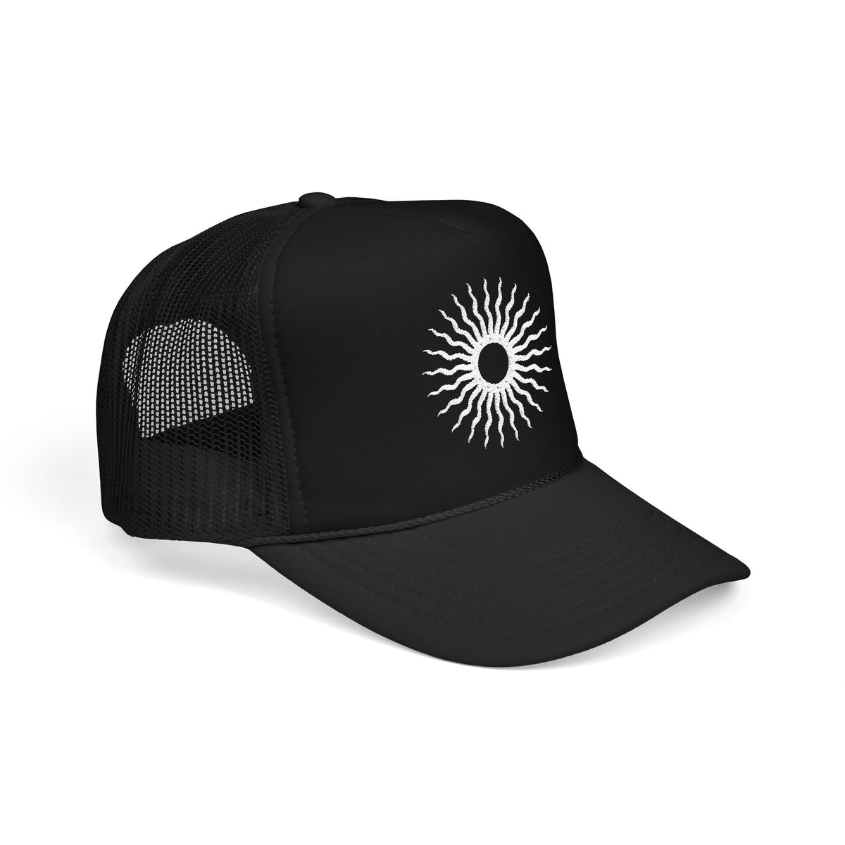 Embroidered Sun Hat For Summer Cap For Surfers Gift Surf Hat Radiant Sunburst Embroidered Foam Hat Red Trucker Hat For Beach Goers Gift