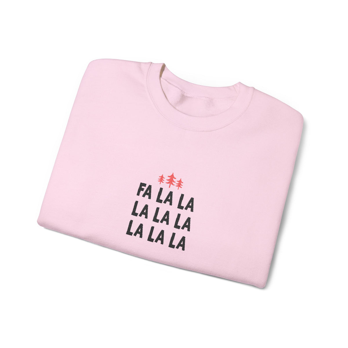 Embroidered Fa La La Sweatshirt Minimalist Holiday Pullover Cozy Neutral Crewneck Aesthetic Christmas Top Hygge Mom Apparel Subtle Festive