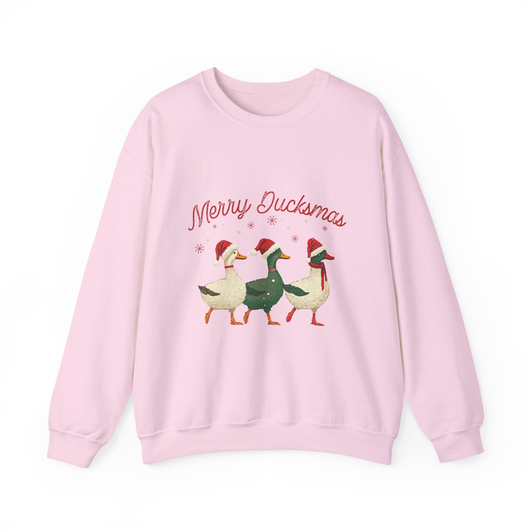 Embroidered Christmas Sweatshirt Gift For Girlfriend Merry Ducksmas Crewneck Holiday Present Pun Winter Slouchy Pullover Animal Graphic Top