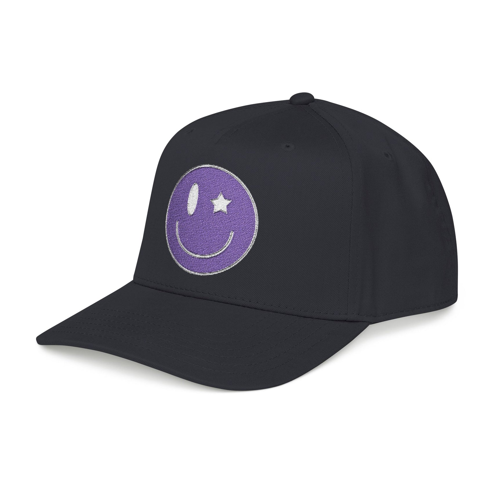 Purple Smiley Face Cap For Summer Embroidered Hat Cute Y2K Aesthetic Baseball Cap Retro Streetwear Snapback Gift for Teens Girl Gift Idea