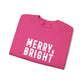 Merry Bright Christmas Sweatshirt Gift For Mom Holiday Crewneck Present For Sister Festive Typography Pullover Cozy Winter Outfit Top Style