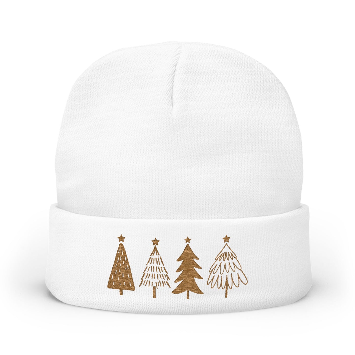 Minimalist Christmas Tree Beanie Stocking Stuffer Idea Embroidered Winter Hat Cozy Holiday Knit Cap Neutral Festive Gift For Women And Men
