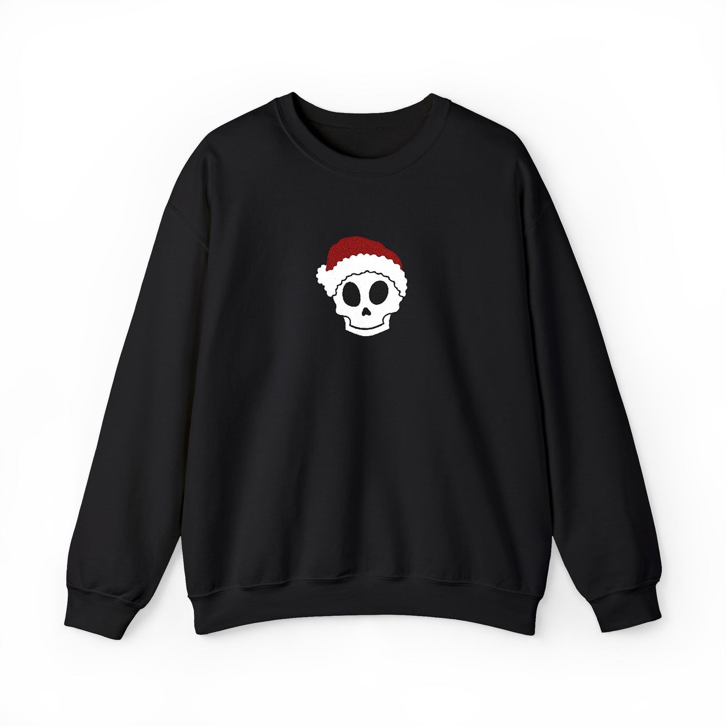 Embroidered Skull Christmas Sweatshirt For Her Goth Holiday Crewneck Gift For Best Friend Alt Winter Pullover For Him Spooky Santa Top Teen
