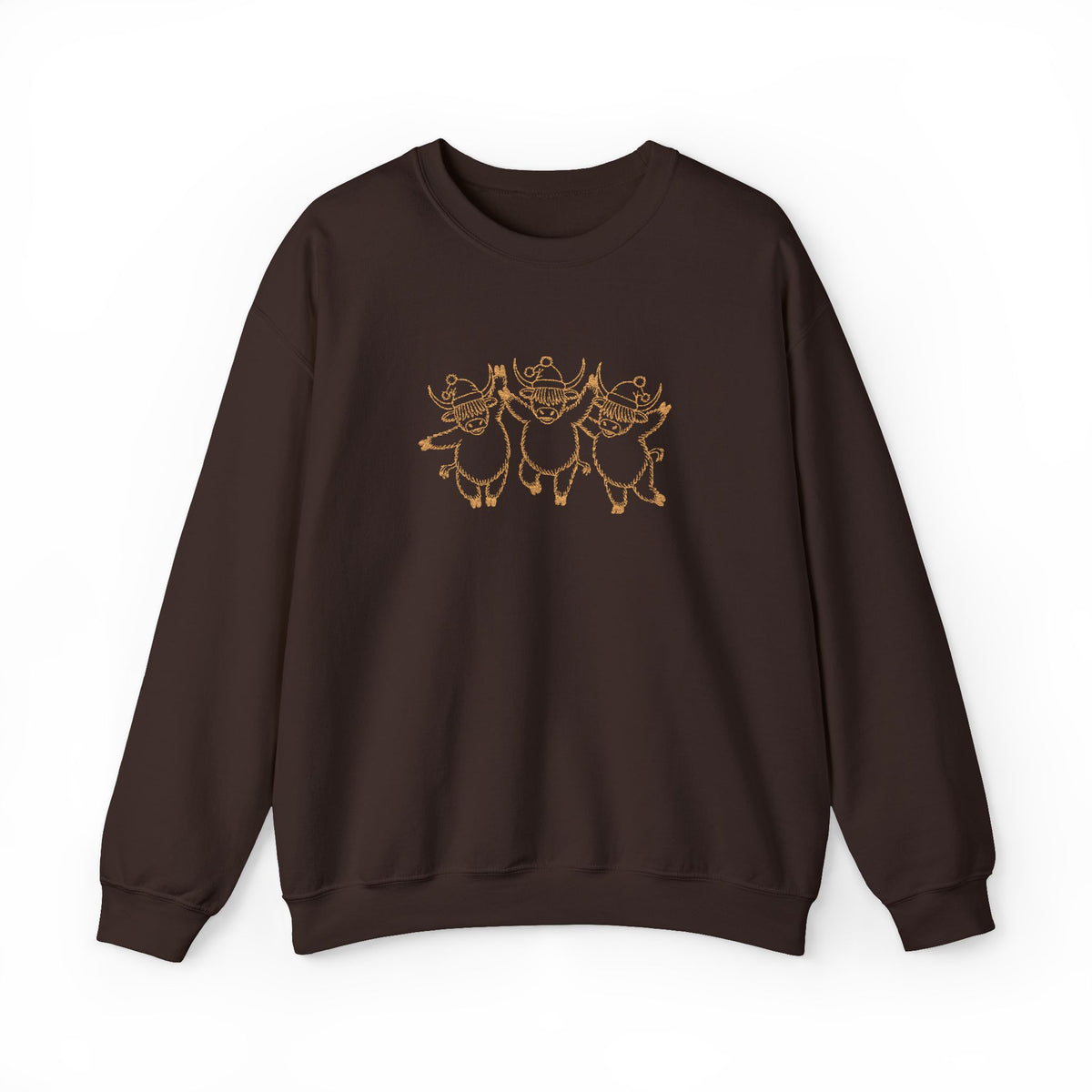 Dancing Highland Cow Christmas Sweatshirt Gift For Girlfriend Holiday Crewneck Present For Aunt Cute Animal Winter Pullover Cozy Top Style