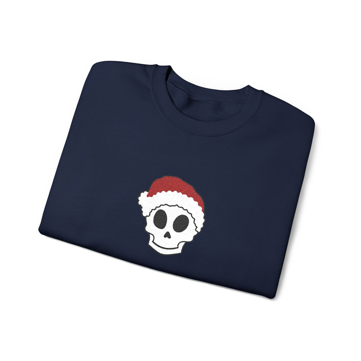 Embroidered Skull Christmas Sweatshirt For Her Goth Holiday Crewneck Gift For Best Friend Alt Winter Pullover For Him Spooky Santa Top Teen