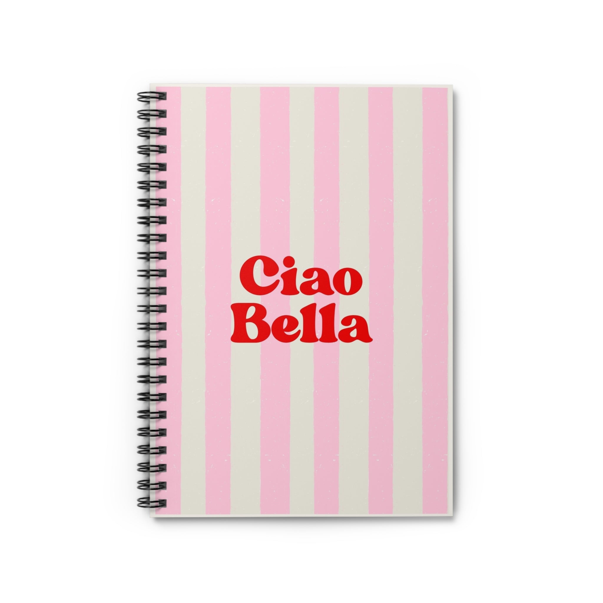 Cute Pink Stripe Journal for Women Ciao Bella Journal Pink Red Stationery Girly Travel Journal Stylish School Notebook Gift For Traveler