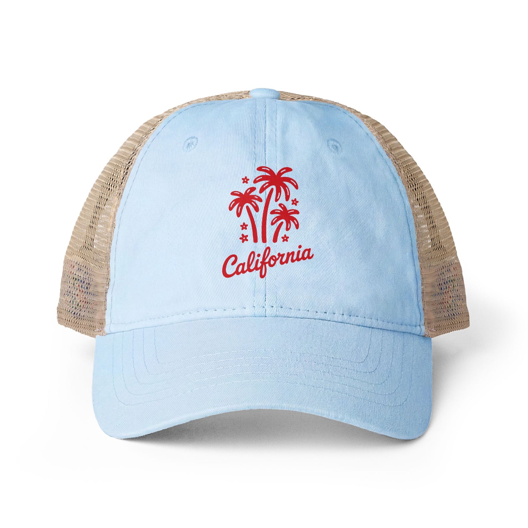 California Palm Tree Hat Gift For Surfer Vintage Beach Cap Coastal Vacation Hat Summer Trucker Cap Retro Surf Hat Womens Travel Gift Sun Hat