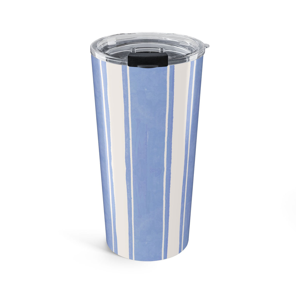 Blue Striped Coastal Tumbler for Beach Lovers Nautical Travel Mug Summer Vacation Gift Ocean Inspired Coffee Cup Gift For Her Birthday