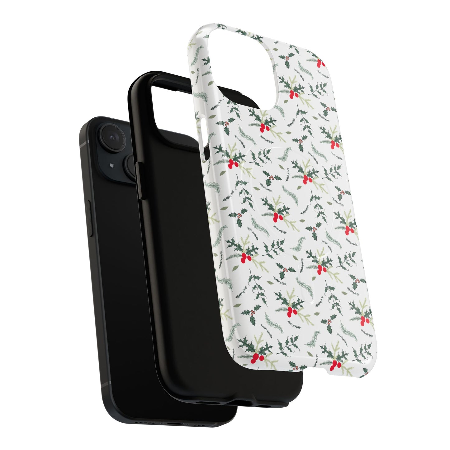 Holly Berry Christmas Phone Case Gift For Sister Magnetic iPhone Cover Winter Botanical Pattern Tough Protective Accessory For Her Style