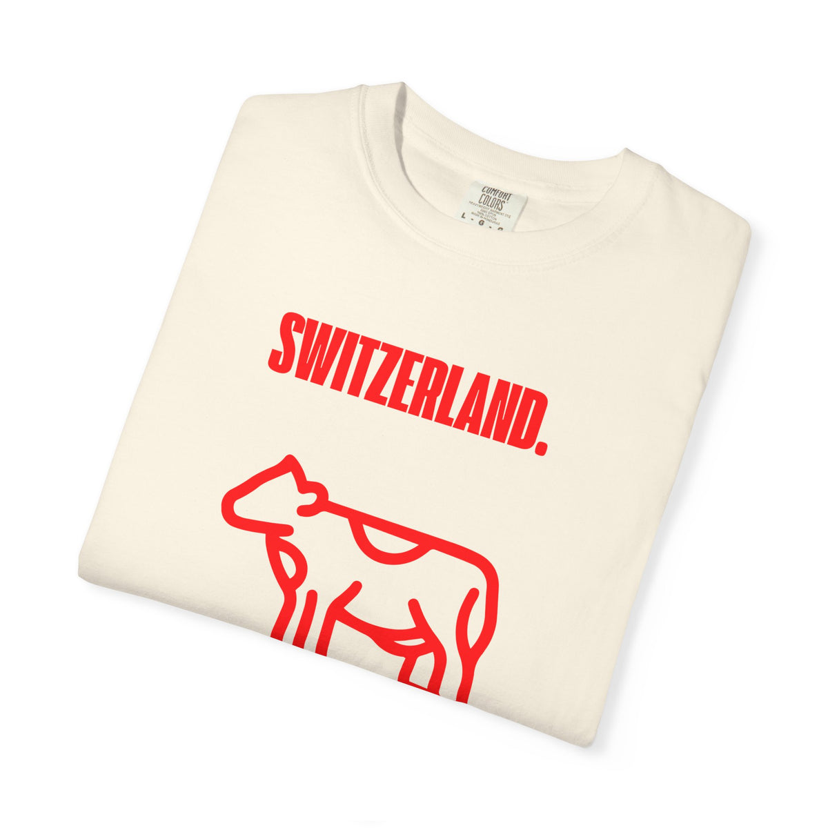 Switzerland Graphic T Shirt Gift For Traveler Swiss Travel Shirt Minimal Alpine Souvenir Tee Red Cow Outline Vacation Gift Summer Travel Top