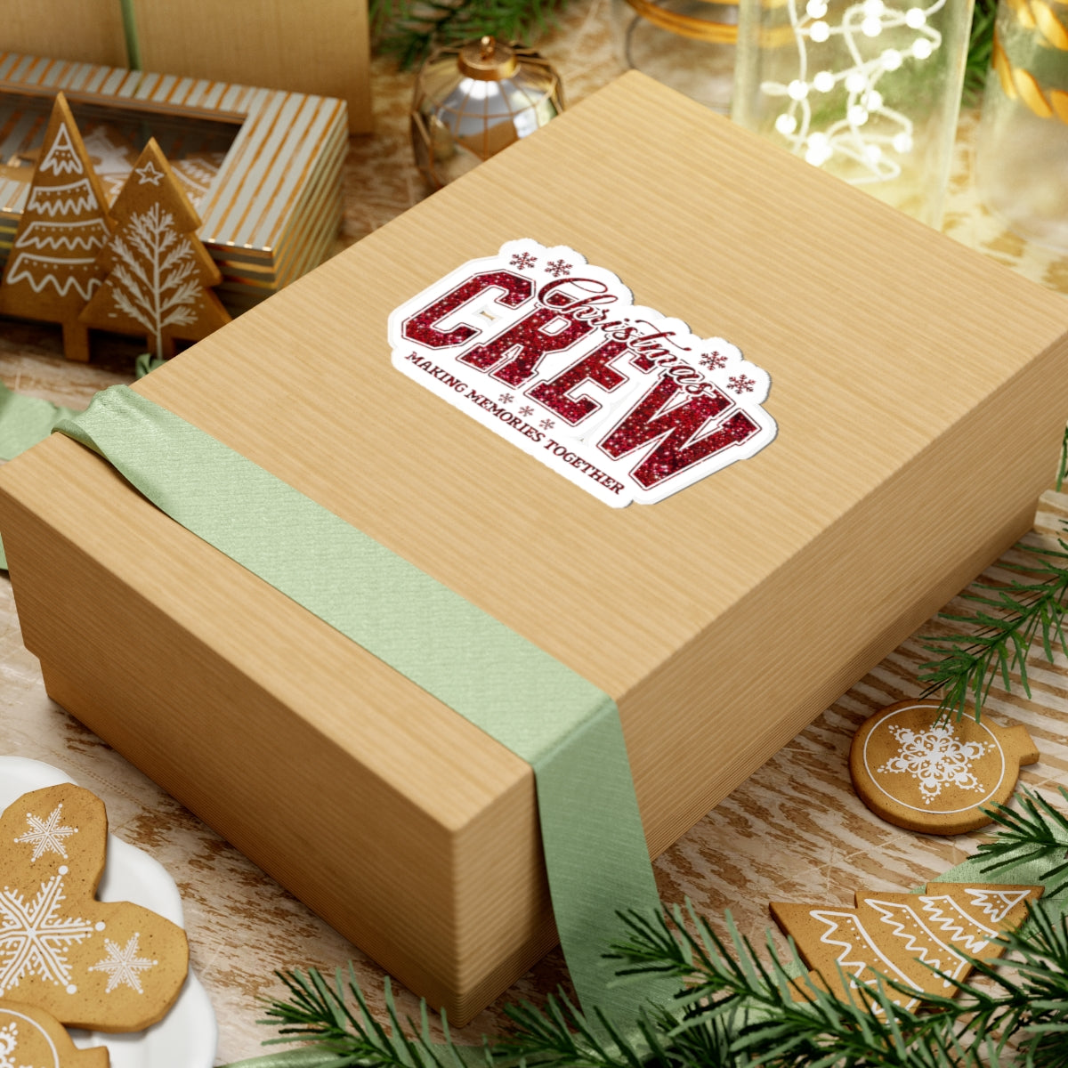 Christmas Crew Sticker Gift For Wife Glitter Vinyl Decal Holiday Laptop Journal Accent Stocking Filler Festive Mom Family Memory Keepsake