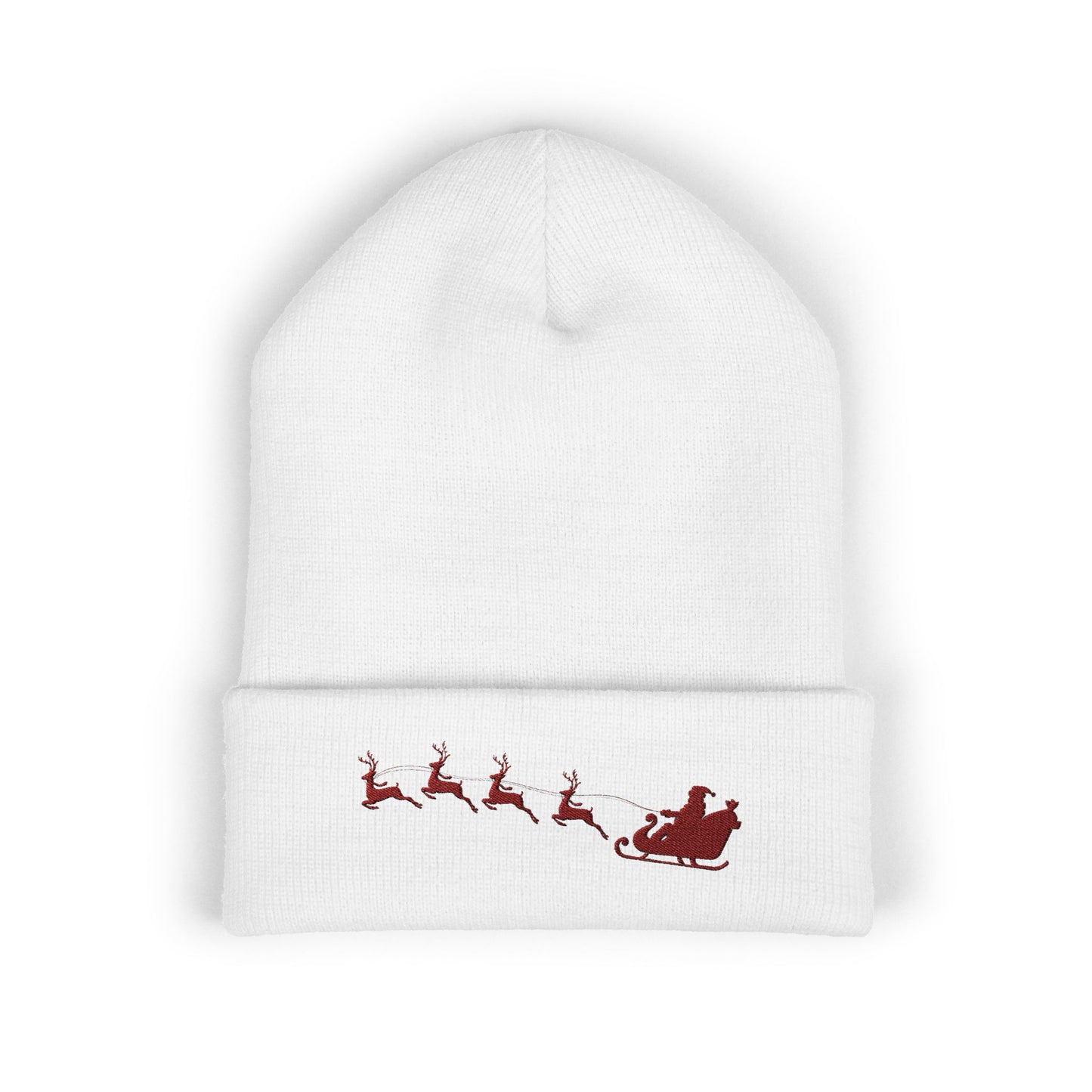 Santa Sleigh Beanie Reindeer Winter Hat Christmas Eve Knit Cap Holiday Magic Headwear Stocking Stuffer For Kids North Pole Believer Gift Hat