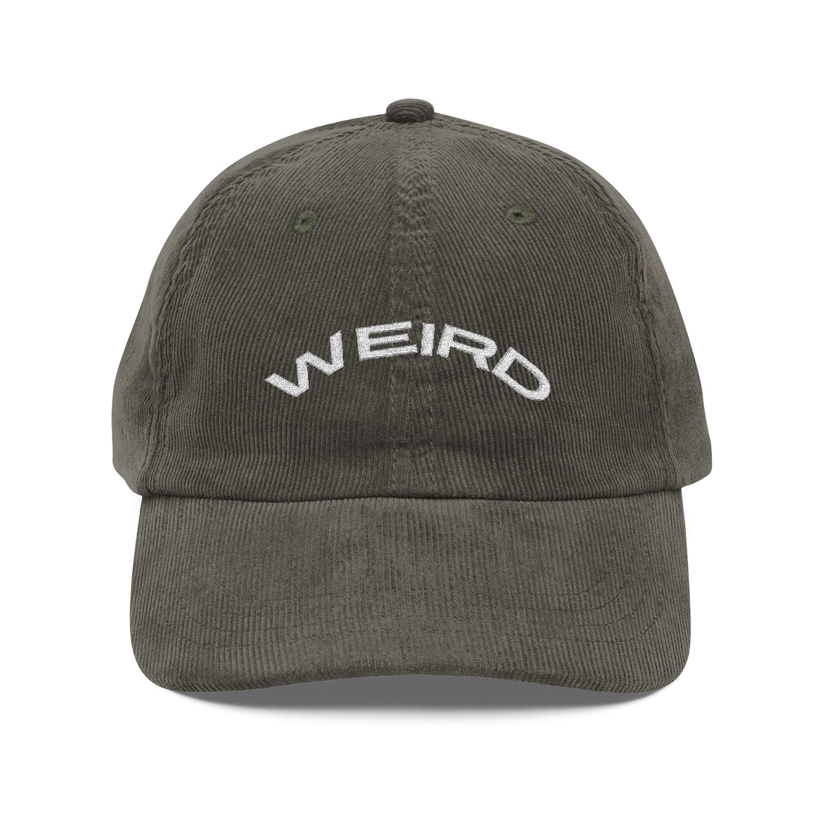 Embroidered Hat Gift For Him Minimal Text Olive Corduroy Cap Bold Statement Streetwear Aesthetic Outfit Casual Everyday Wear Unique Gift Idea