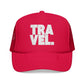 Red Adventure Trucker Hat Vacation Cap For Women Embroidered Cap Gift For Traveler Road Trip Gift For Her Weekend Escape Mesh Snapback