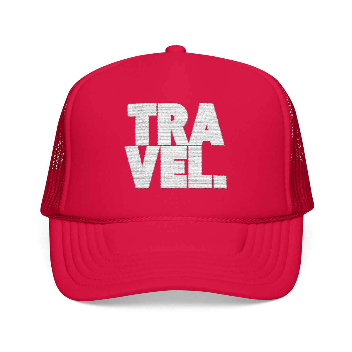 Red Adventure Trucker Hat Vacation Cap For Women Embroidered Cap Gift For Traveler Road Trip Gift For Her Weekend Escape Mesh Snapback
