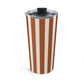 Striped Tumbler Gift For Coffee Lover Brown Travel Cup Office Drinkware Present Retro Mug Commuter Essential Neutral Kitchen Style Cup Her