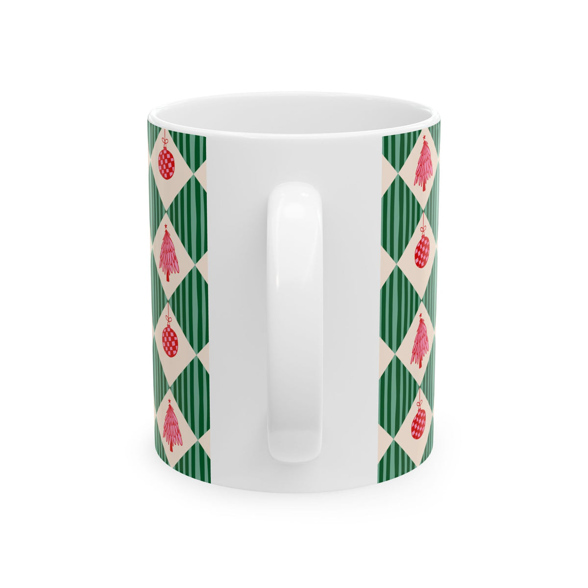 Pattern Christmas Mug Gift For Mom Vintage Harlequin Coffee Cup Present For Sister Retro Ceramic Holiday Drinkware