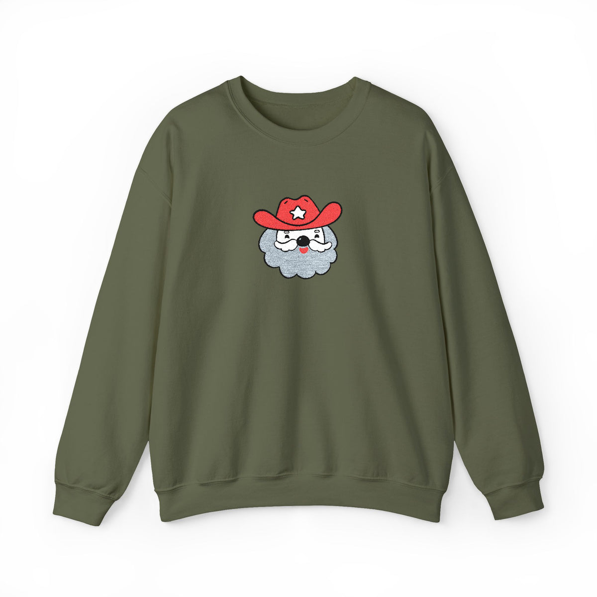 Embroidered Cowboy Santa Sweatshirt For Her Western Christmas Crewneck Gift For Mom Country Holiday Pullover Best Friend Winter Top For Wife