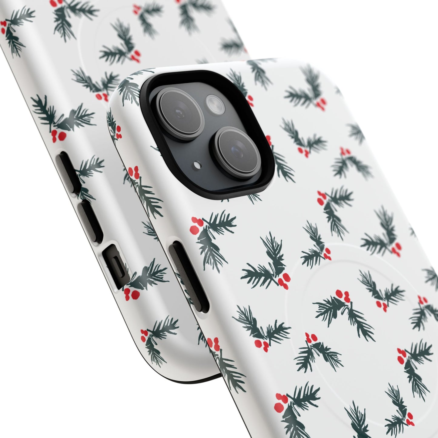 Holly Christmas Phone Case Gift For Sister Magnetic iPhone Cover Holiday Evergreen Pattern Tough Protective Accessory Winter Style Charm