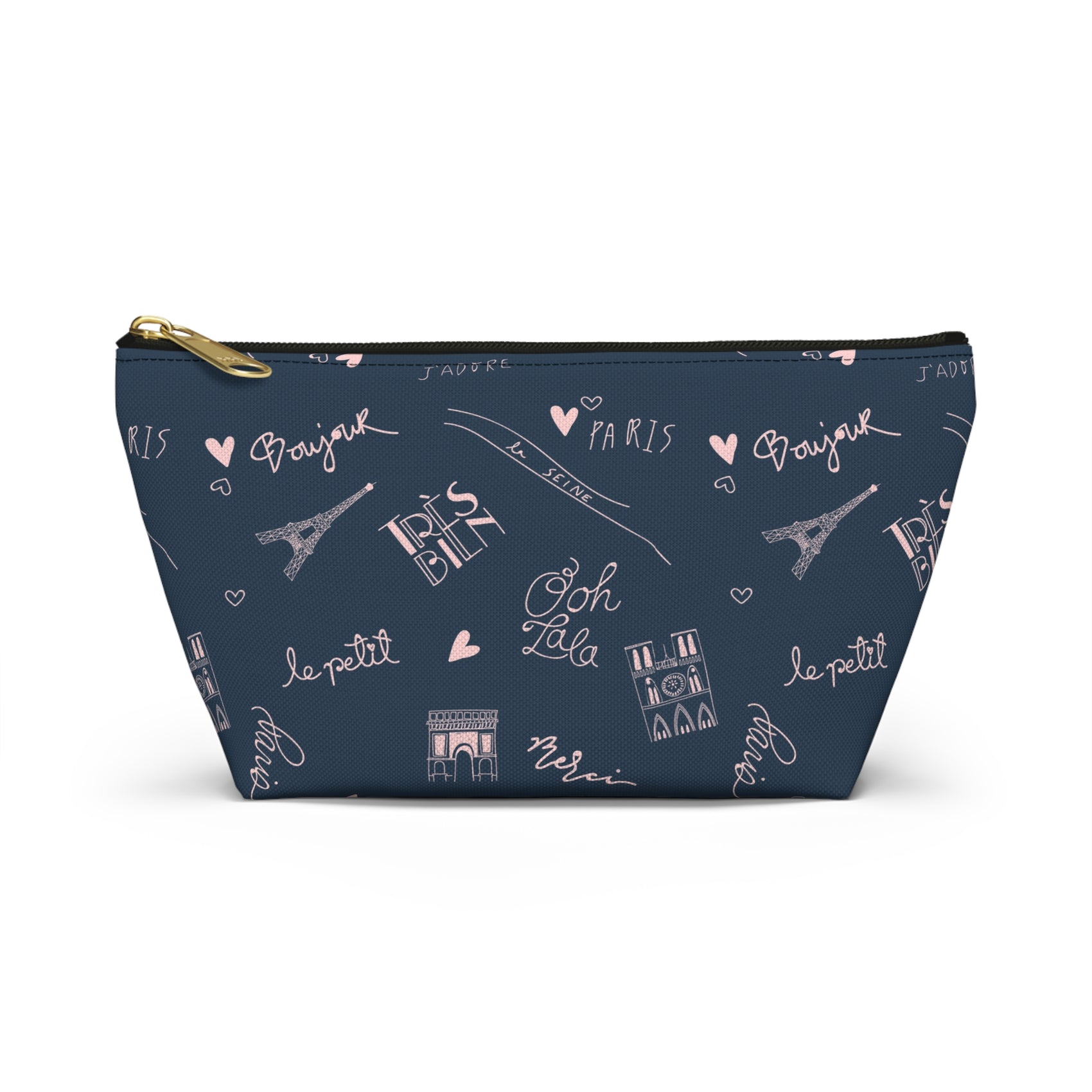 Paris Travel Accessory Pouch For Her Cute Makeup Bag Insert Navy Toiletry Organizer Parisian Decor Chic Pencil Case Present For Teen Girl