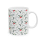 Pattern Christmas Mug Gift For Mom Holly Berry Coffee Cup Present For Sister Winter Drinkware Botanical Ceramic