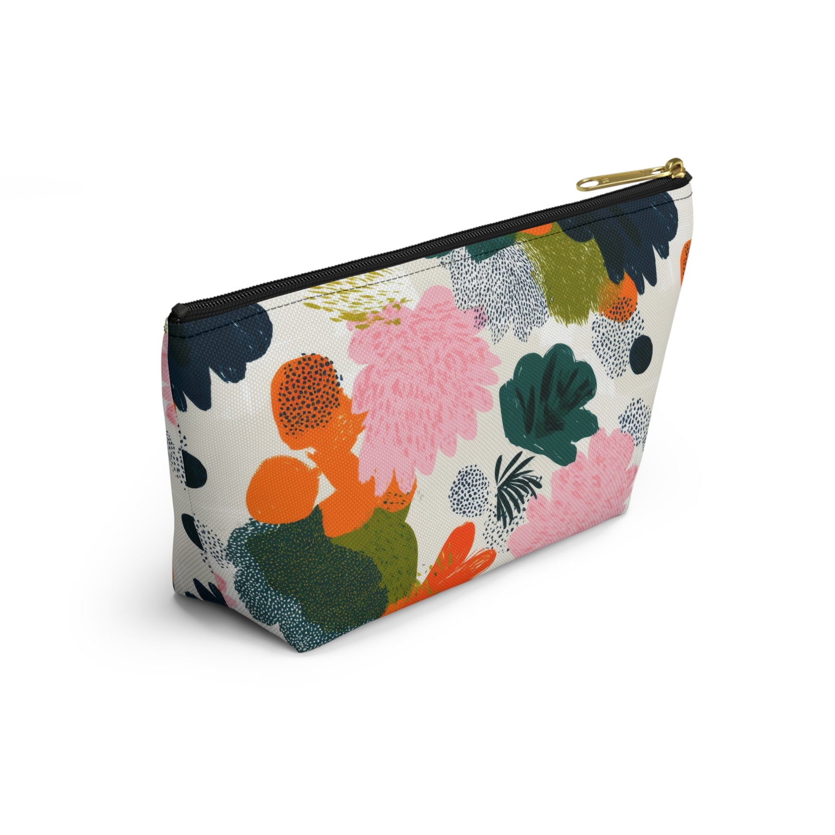 Floral Accessory Pouch Cute Travel Kit Gift For Traveller Abstract Flower Toiletry Organizer Botanical Cosmetic Case For Make Up Artist