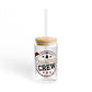 Christmas Crew Glass Cup Gift For Sister Holiday Sipper With Bamboo Lid Festive Drinkware Present For Best Friend Family Party Style Charm