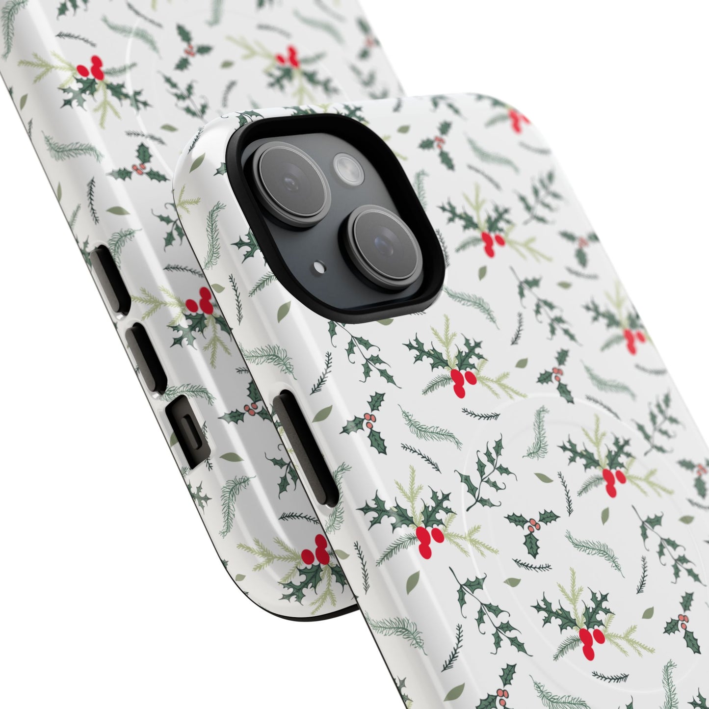 Holly Berry Christmas Phone Case Gift For Sister Magnetic iPhone Cover Winter Botanical Pattern Tough Protective Accessory For Her Style