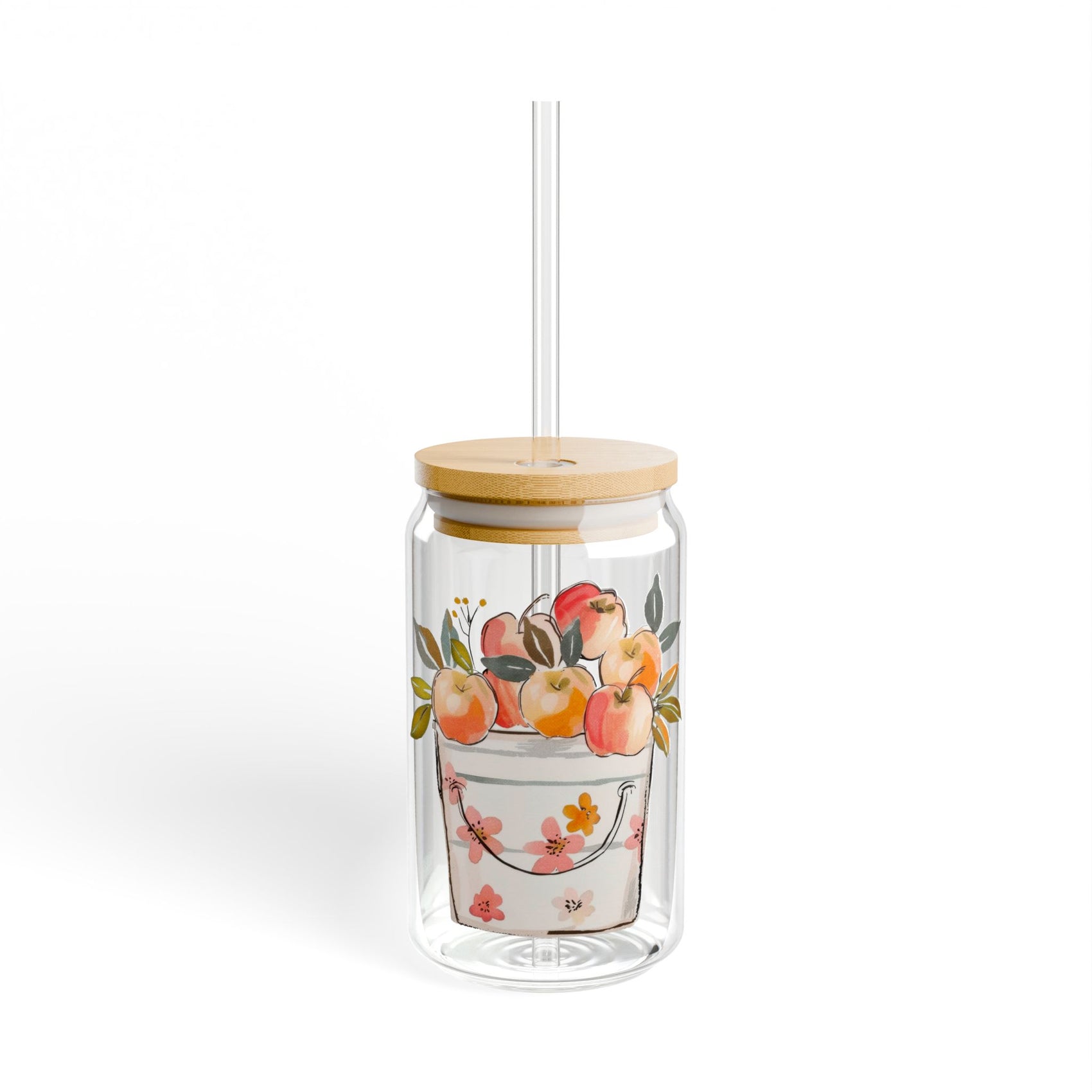 Sipper Glass Apple Lover Gift Farmhouse Drinkware Country Kitchen Cup Autumn Decor Housewarming Present For Her Orchard Picnic Cider Season