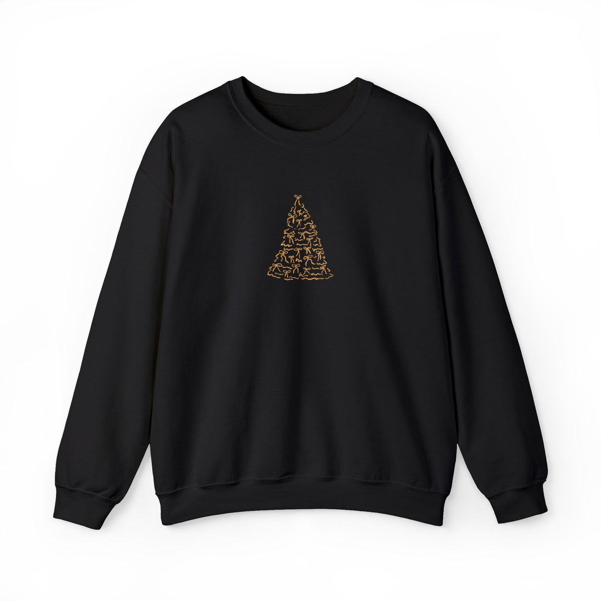 Brown Gold Minimalist Embroidered Christmas Tree Sweatshirt For Women Cozy Holiday Crewneck Elegant Winter Pullover Festive Gift Idea Xmas