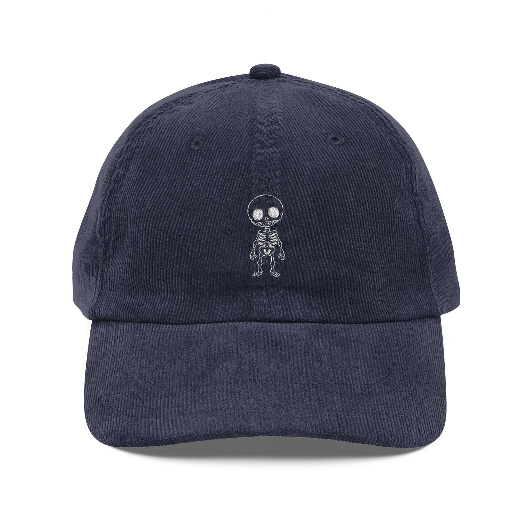 Skeleton Embroidered Corduroy Cap For Halloween Outfit Gothic Vintage Hat Spooky Aesthetic Hat Alternative Streetwear Gift Halloween Fashion