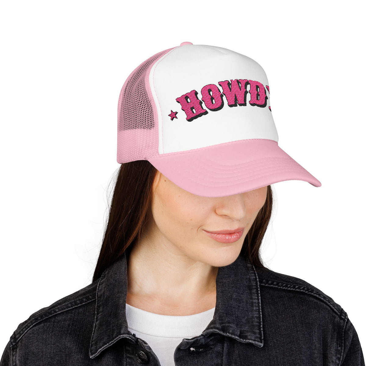 Embroidered Cowgirl Hat Howdy Trucker Hat Gift For Her Pink Western Foam Cap Gift For Cowgirl Friend Hat For Beach Goers Gift For Summer Hat
